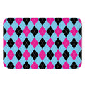 Blue Pink And Black Argyle Pattern Print Indoor Door Mat