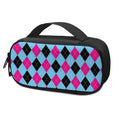 Blue Pink And Black Argyle Pattern Print Portable Cooler Travel Case