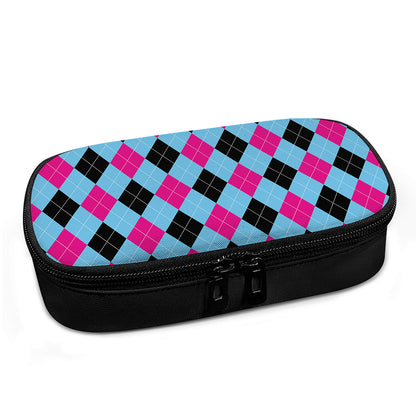 Blue Pink And Black Argyle Pattern Print Insulin Cooler Travel Case