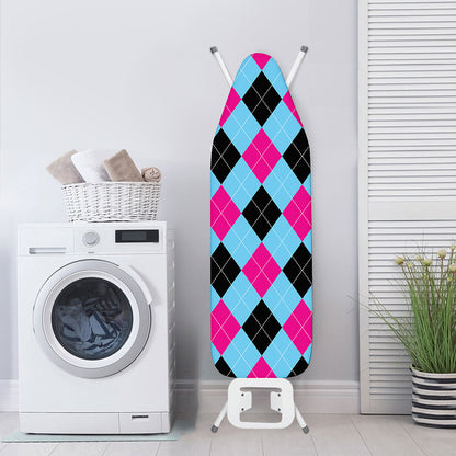 Blue Pink And Black Argyle Pattern Print Ironing Board Cover