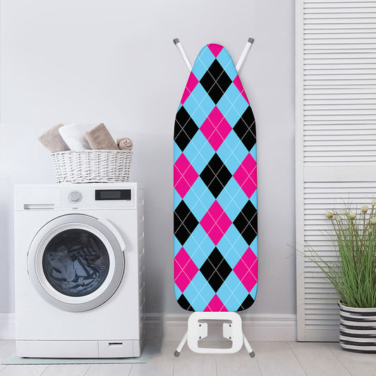 Blue Pink And Black Argyle Pattern Print Ironing Board Cover
