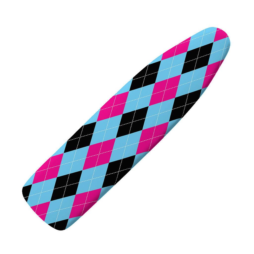 Blue Pink And Black Argyle Pattern Print Ironing Board Cover