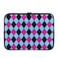 Blue Pink And Black Argyle Pattern Print Laptop Sleeve