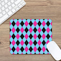 Blue Pink And Black Argyle Pattern Print Mouse Pad