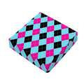 Blue Pink And Black Argyle Pattern Print Outdoor Seat Cushion Cover