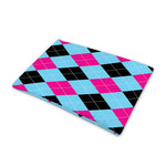 Blue Pink And Black Argyle Pattern Print Pet Cooling Mat Cover