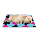 Blue Pink And Black Argyle Pattern Print Pet Cooling Mat Cover