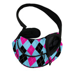 Blue Pink And Black Argyle Pattern Print Pet Sling Carrier