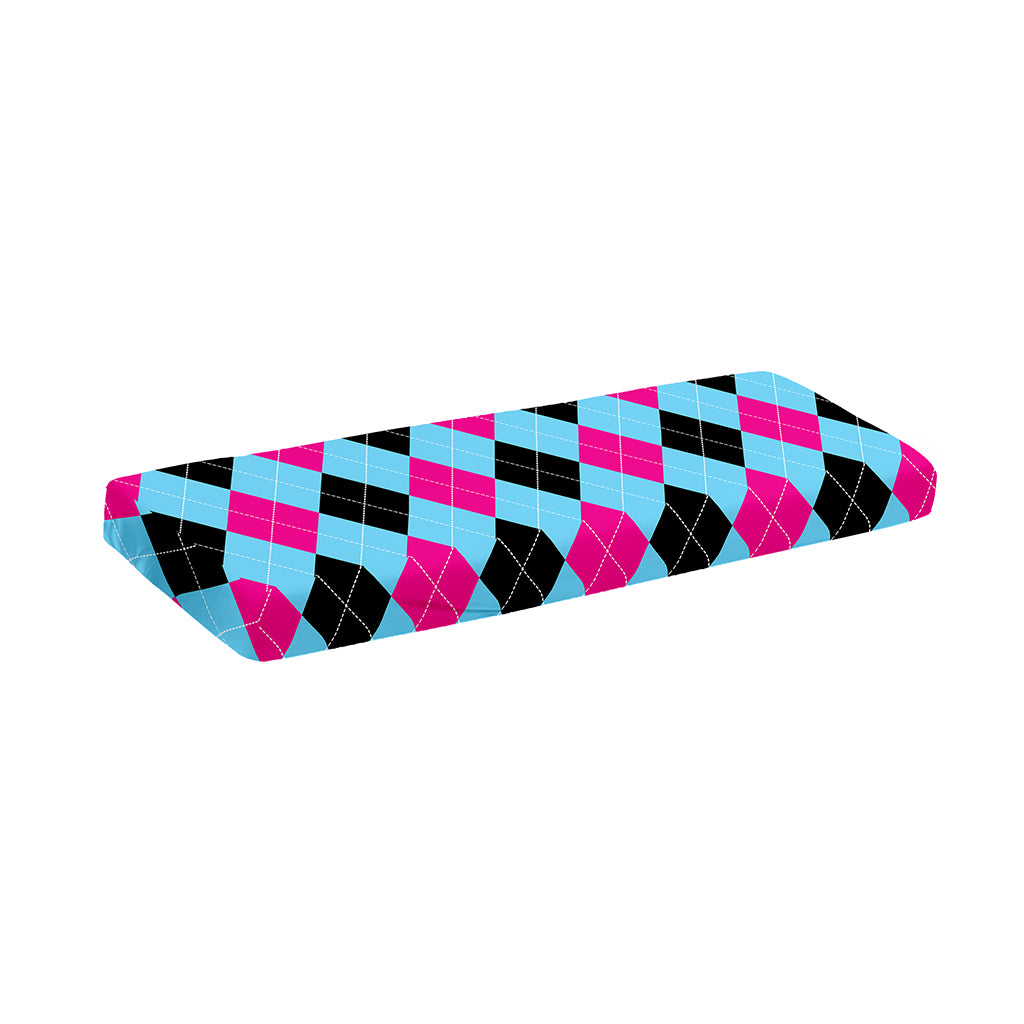 Blue Pink And Black Argyle Pattern Print Piano Keyboard Cover