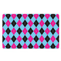 Blue Pink And Black Argyle Pattern Print Polyester Doormat