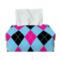 Blue Pink And Black Argyle Pattern Print Rectangle Tissue Box Cover