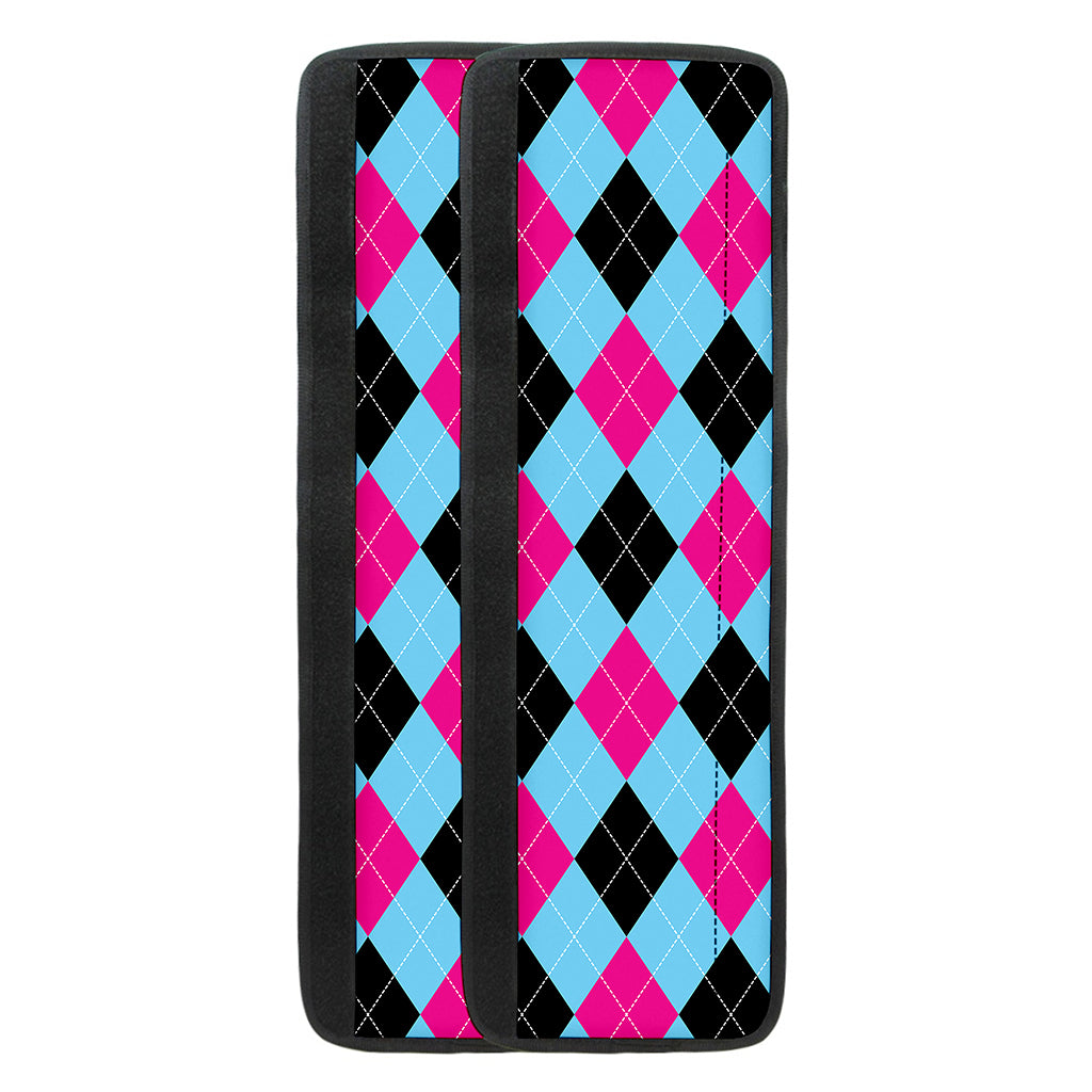 Blue Pink And Black Argyle Pattern Print Refrigerator Handle Covers
