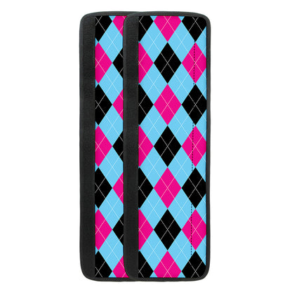 Blue Pink And Black Argyle Pattern Print Refrigerator Handle Covers