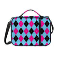 Blue Pink And Black Argyle Pattern Print Shoulder Strap Bible Bag