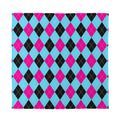 Blue Pink And Black Argyle Pattern Print Silk Bandana