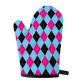 Blue Pink And Black Argyle Pattern Print Single Oven Mitt