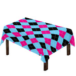 Blue Pink And Black Argyle Pattern Print Tablecloth