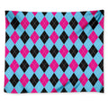 Blue Pink And Black Argyle Pattern Print Tapestry