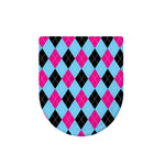 Blue Pink And Black Argyle Pattern Print Toilet Lid Cover