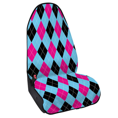 Blue Pink And Black Argyle Pattern Print Waterproof Car Seat Cover