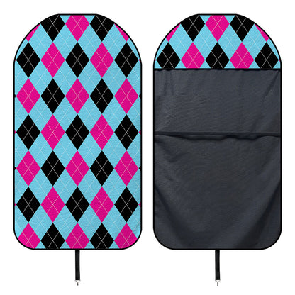 Blue Pink And Black Argyle Pattern Print Waterproof Car Seat Cover