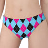 Blue Pink And Black Argyle Pattern Print Women's Panties