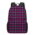 Blue Pink And Black Houndstooth Print 17 Inch Backpack