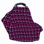 Blue Pink And Black Houndstooth Print Baby Seat Cover