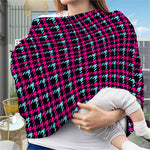 Blue Pink And Black Houndstooth Print Baby Seat Cover