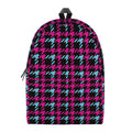 Blue Pink And Black Houndstooth Print School Backpack