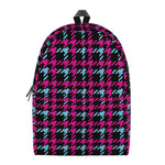 Blue Pink And Black Houndstooth Print Backpack