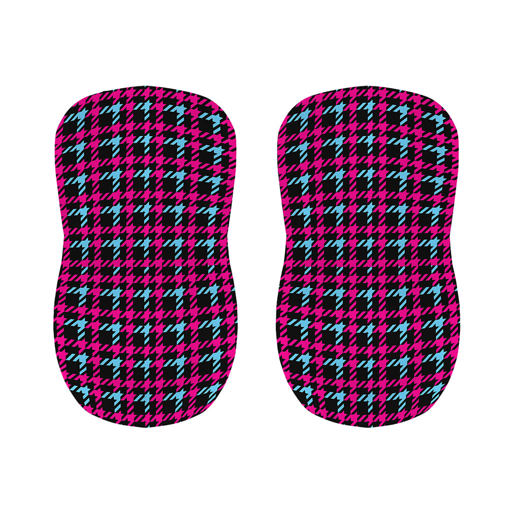Blue Pink And Black Houndstooth Print Bar Stool Covers