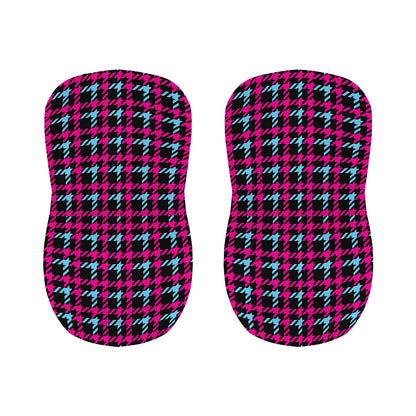 Blue Pink And Black Houndstooth Print Bar Stool Covers