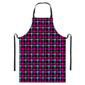 Blue Pink And Black Houndstooth Print Bib Apron With Pocket