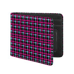Blue Pink And Black Houndstooth Print Bifold Wallet