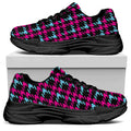 Blue Pink And Black Houndstooth Print Black Chunky Shoes
