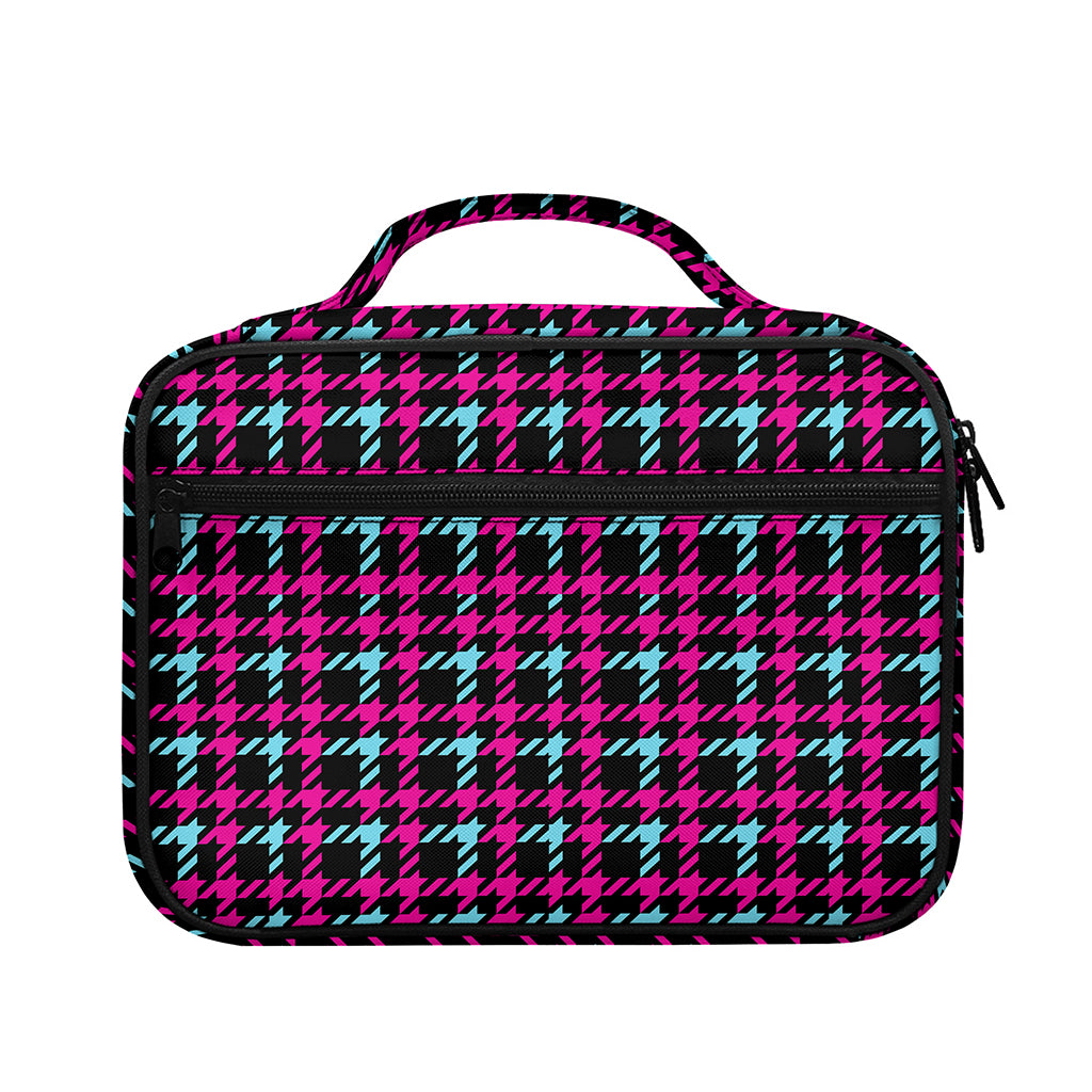 Blue Pink And Black Houndstooth Print Briefcase Bible Bag