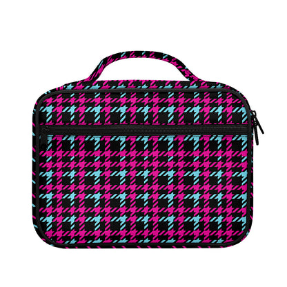 Blue Pink And Black Houndstooth Print Briefcase Bible Bag