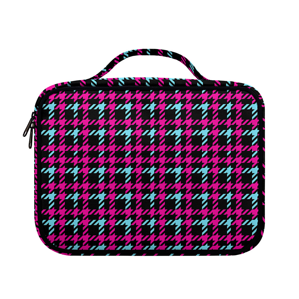 Blue Pink And Black Houndstooth Print Briefcase Bible Bag