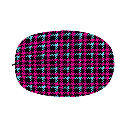 Blue Pink And Black Houndstooth Print Car Side Mirror Covers