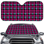 Blue Pink And Black Houndstooth Print Car Windshield Sun Shade