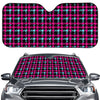 Blue Pink And Black Houndstooth Print Car Windshield Sun Shade