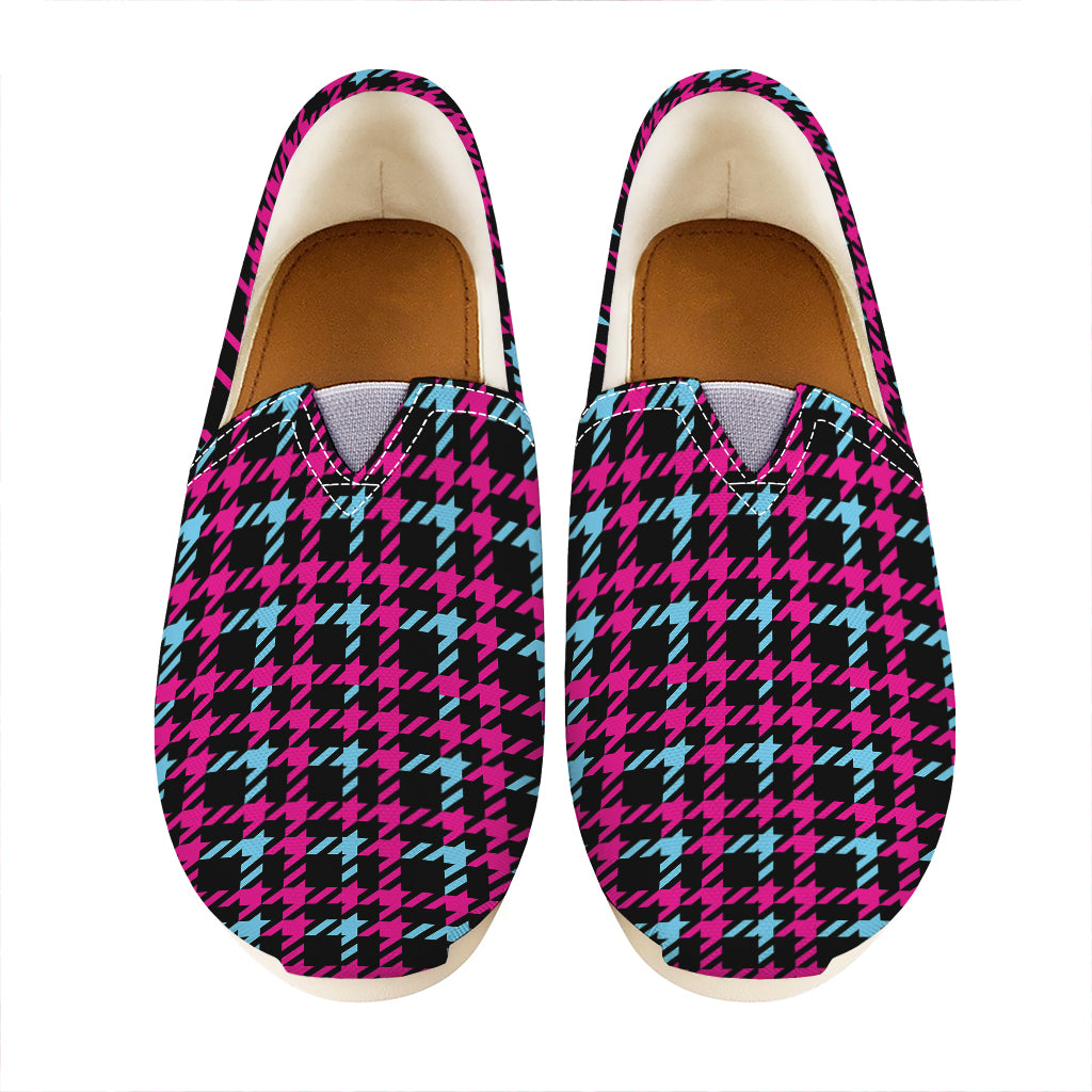 Blue Pink And Black Houndstooth Print Casual Shoes