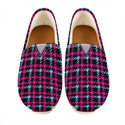 Blue Pink And Black Houndstooth Print Casual Shoes