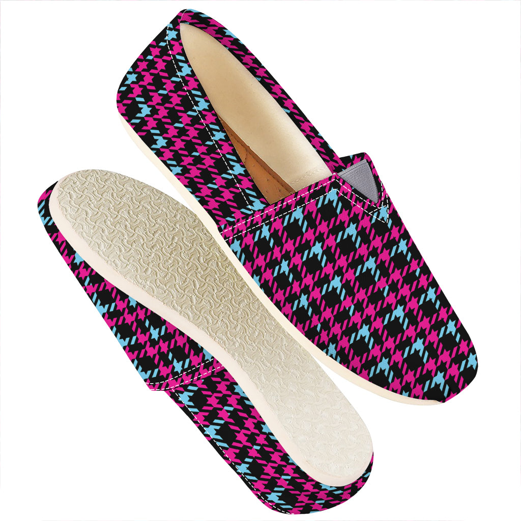 Blue Pink And Black Houndstooth Print Casual Shoes
