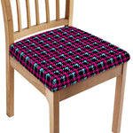 Blue Pink And Black Houndstooth Print Chair Cushion Cover