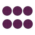Blue Pink And Black Houndstooth Print Coaster Set