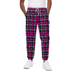 Blue Pink And Black Houndstooth Print Cotton Pants