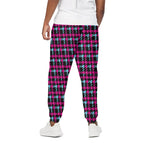 Blue Pink And Black Houndstooth Print Cotton Pants