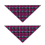 Blue Pink And Black Houndstooth Print Dog Bandana